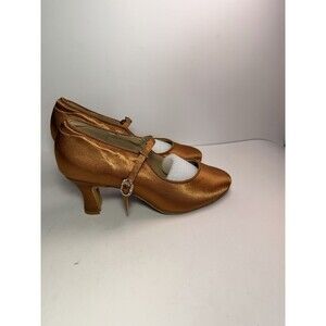 Danceandsway Women's Size 8.5 Brown Satin Closed Toe Ballroom Dance Heels NIB